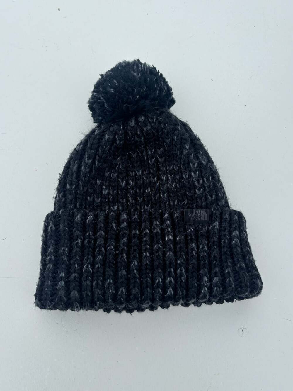 The North Face Black Gray Knit Pom Pom Beanie